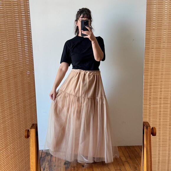 ELIZA FAULKNER Beige Tulle Tilly Maxi Skirt - Picture 1 of 9